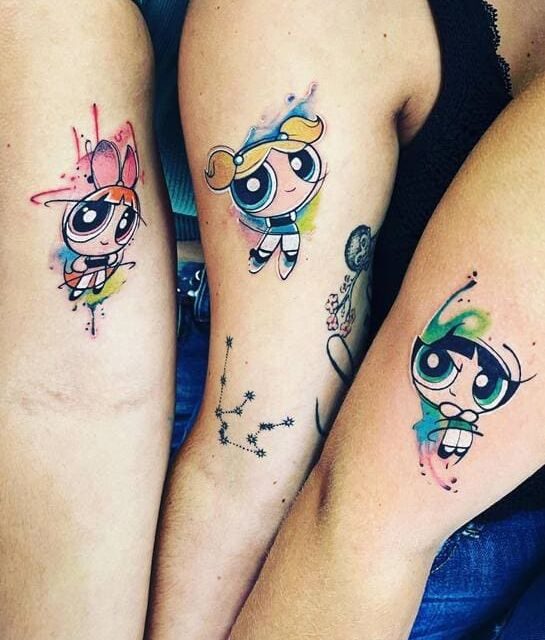 tres tatuajes de las supernenas para amigas